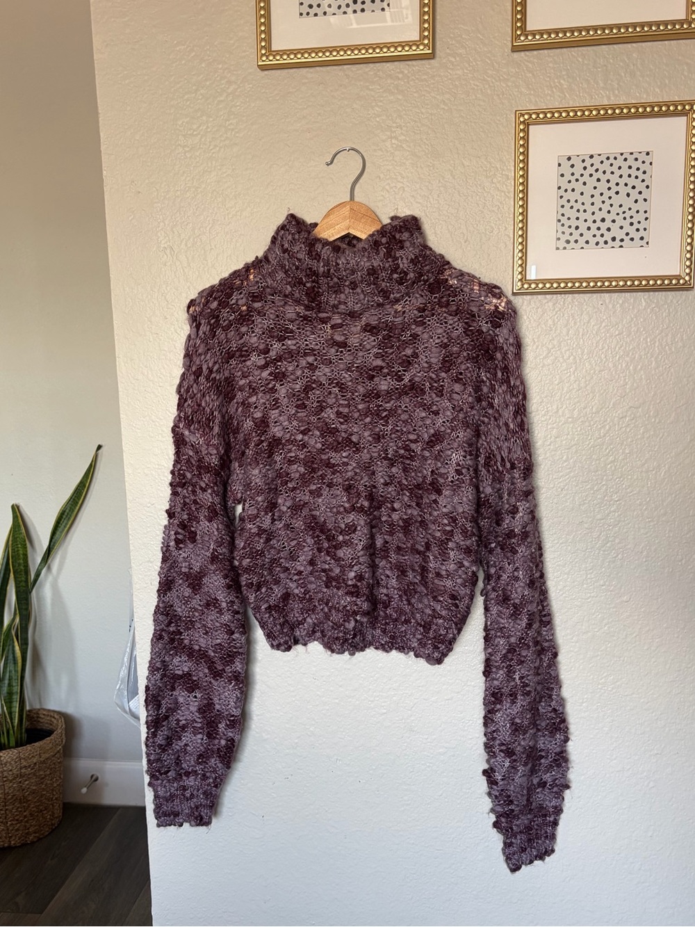 Hollister Plush Textured Turtleneck Sweater - Plum